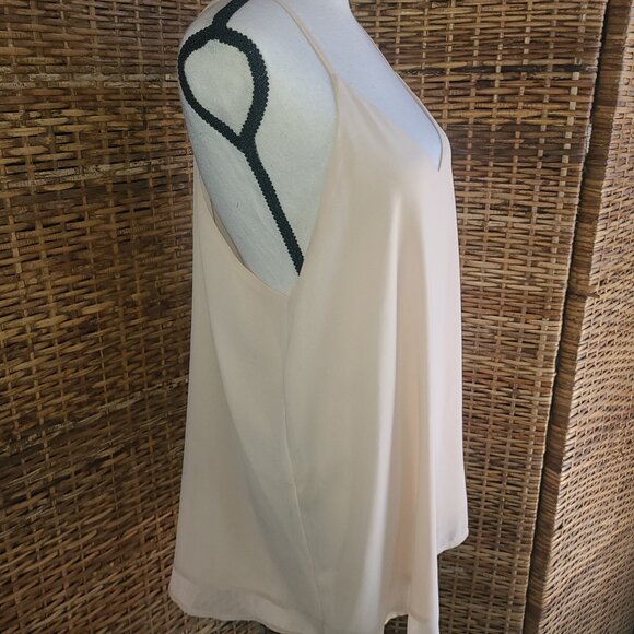 SOTEER Camisole Blouse Size Large Double Layer Spaghetti Strap Light Beige - Picture 2 of 4